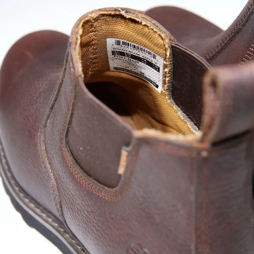 Carhartt CMS4100 Mens Waterproof Chelsea Work Boots 9.5 W Brown Leather Pull on